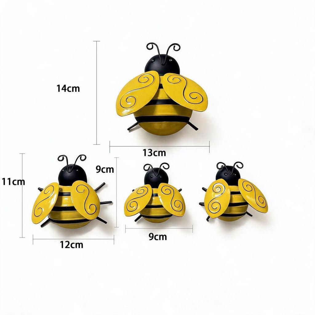 Wrought Iron 3D Bee Wall Decor for Garden, Balcony, or Home