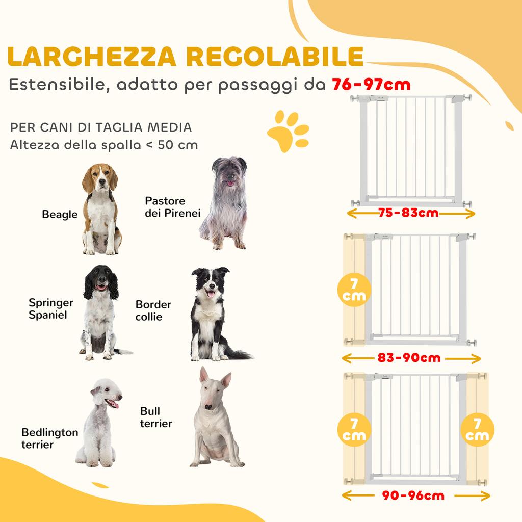 Safety Dog Bolt with Pressure Fixing, Extendable Dog Bolt 76 - 97cm for Stairs and Doors, White