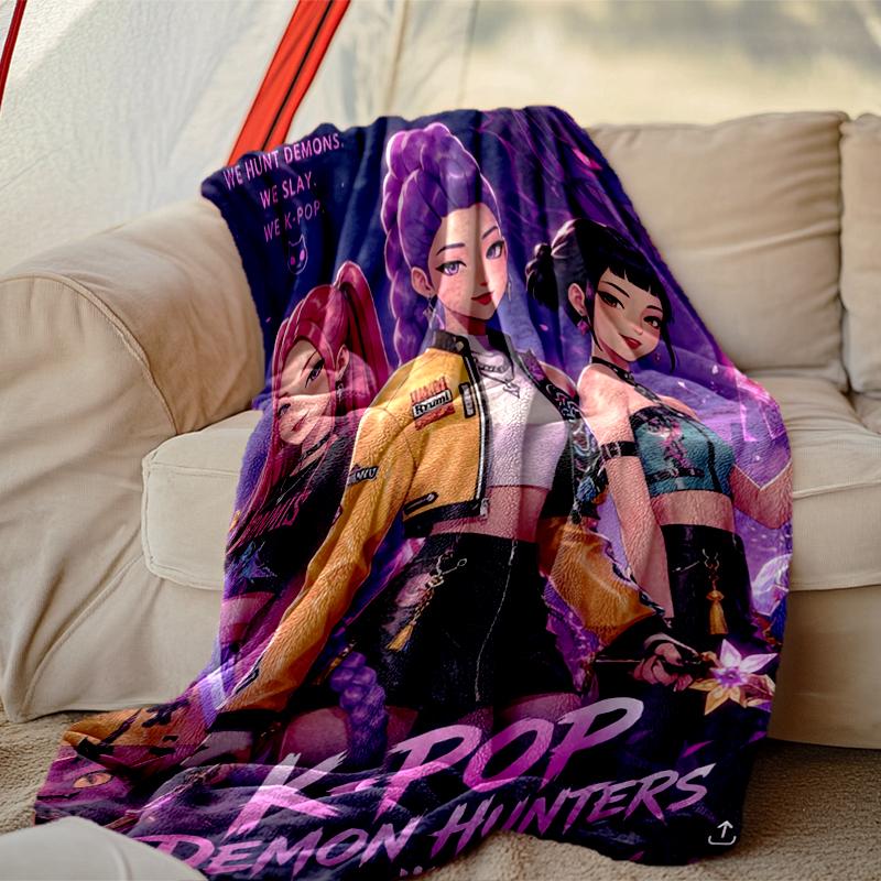 1pc Kpop Demon Hunters Blanket, Cozy Valentine's Day Blanket, Multi-functional Nap Blanket Available Throughout the Four Seasons