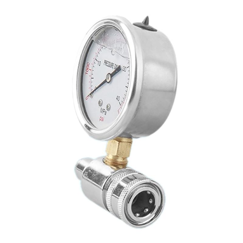 Compact Pressure Washer Gauge 6000 PSI 3/8 Inch Quick Connect Pressure Gauge for Power Washer Stainless Steel- & Brass