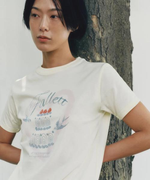 FALLETT Cake Drawing Short Sleeve T-Shirt Yellow