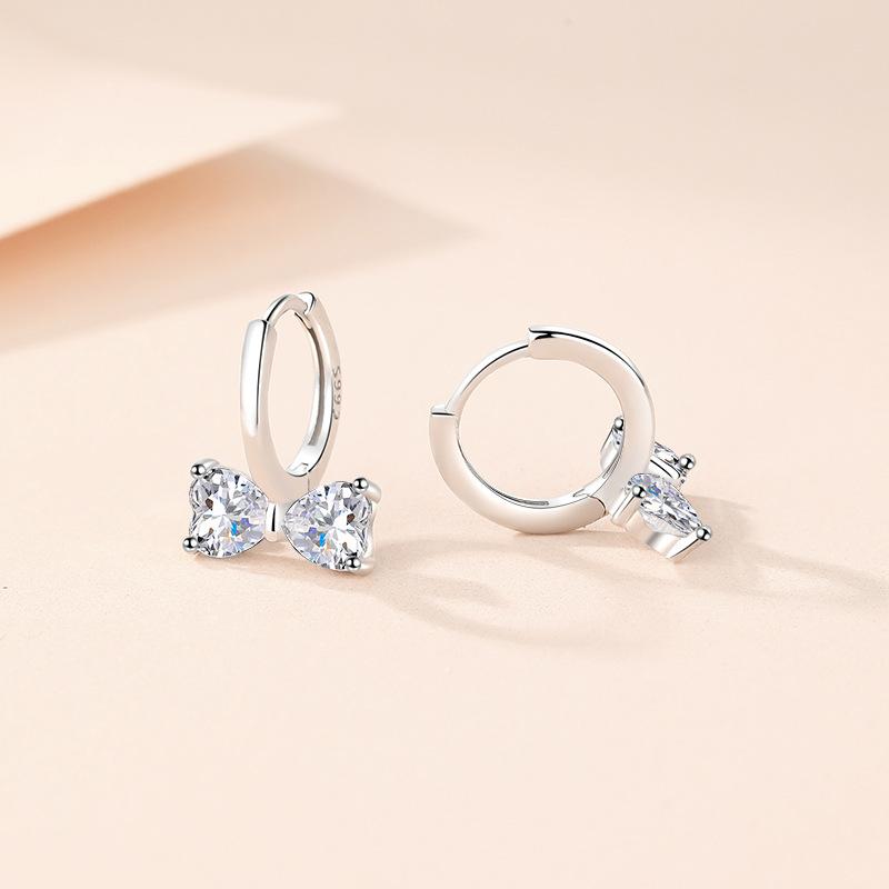 Bow Earrings Women's Diamond-encrusted Fashion Temperament Ear Buckles New Zircon Ear Jewelry