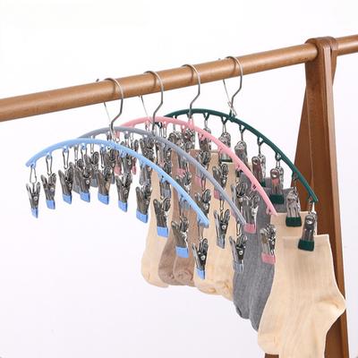 Cintres Forme Courbée, Cintres Métalliques pour Pantalons de Yoga, Porte-Pantalons avec 10 Pinces à Linge, Cintres à Suspendre Gain de Place, Organisateur de Placard Revêtu de Caoutchouc,