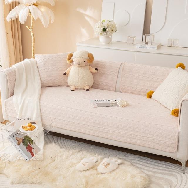

Зимний утепленный плюшевый чехол для дивана, теплый мягкий коврик для дивана, противоскользящий диван, подушка, чехлы для гостиной, однотонное полотенце для дивана 1pc 30x50 pillowcase