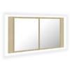 VidaXL LED Bathroom Mirror Cabinet Sonoma Oak 90x12x45 Acrylic 804975