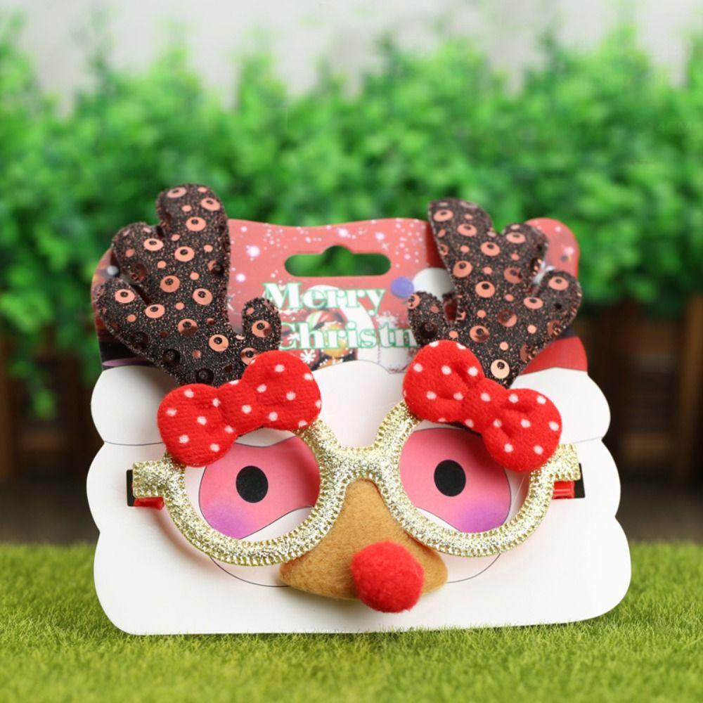 Handmade Christmas Glasses Frame Sequin Elk Antlers Glasses Frame  Masquerade Party