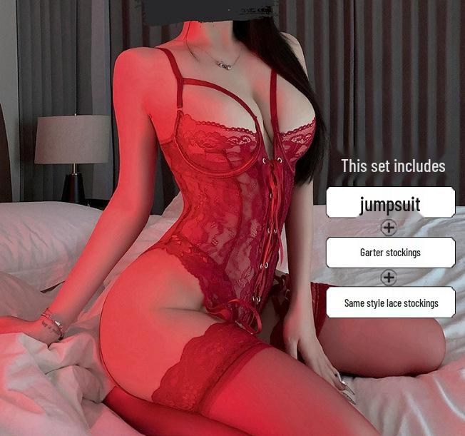 Seductive Purple Lace Underwire Bodysuit Lingerie Set