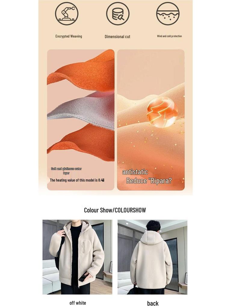 Men's Heavyweight Hooded Fleece Jacket - Winter Outdoor Warmth