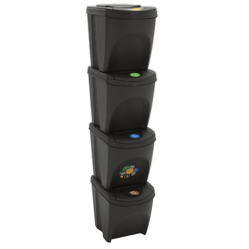 Poubelles à ordures empilables 4 pcs  100 L Polypropylène
