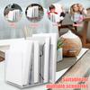Desktop Bookshelf Acrylic Transparent File Organizer with 3 Compartments Magazine Storage Rack for Home Office and School