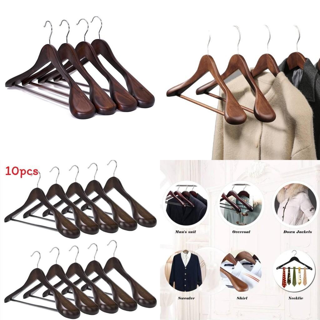 Wooden Clothes Hangers Set With Thickened Nonslip Design For Hotel And Closet Storage