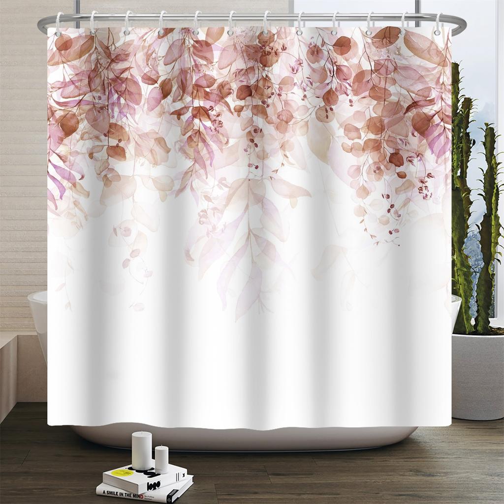 Watercolor Green Leaf Shower Curtain for Bathroom Vines Plant Nordic Minimalist Polyester Botanic Curtain for Home Hotel 180x2