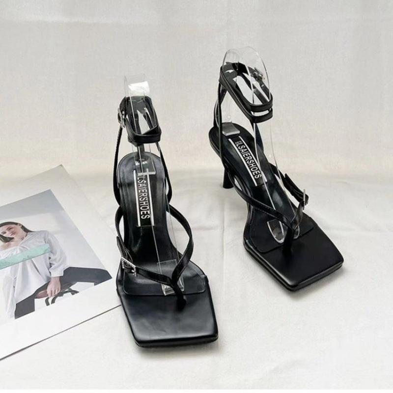 Fashion Fashion Large Size Heel Women Sandals New Summer Square Head Flip-flops Thin Heel Sandals Shoes for Women Sandalias De Mujer