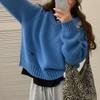 Hooded pullover sweater women's solid color simple lazy loose design autumn and winter new thick knitted sweater