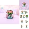 Trendy Cartoon Character Green Plant Brooches Versatile Metal Pins For Unisex Fashion Statement