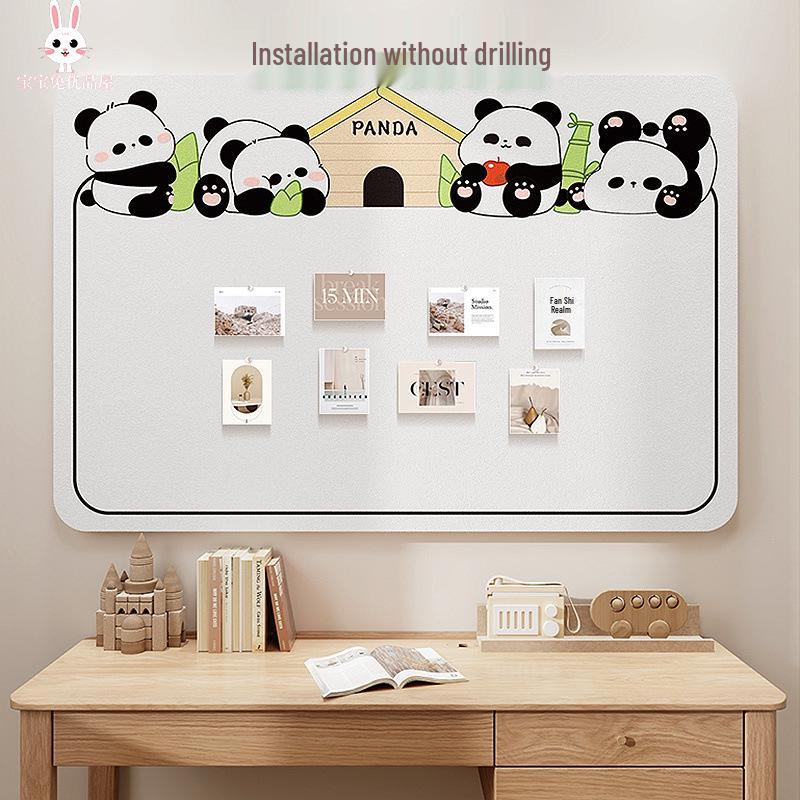 Panda Felt Board - No-Punch Cartoon Wall Sticker for DIY Photo & Message Display