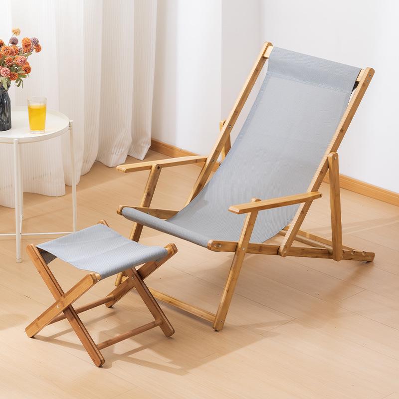 Premium Widened Bamboo Folding Lounge Chair for Home & Outdoor Use - Reinforced & Cool for Summer Relaxation