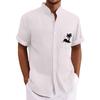 Men's Vintage Button Down Bowling Shirts Short Sleeve Summer Beach Shirt