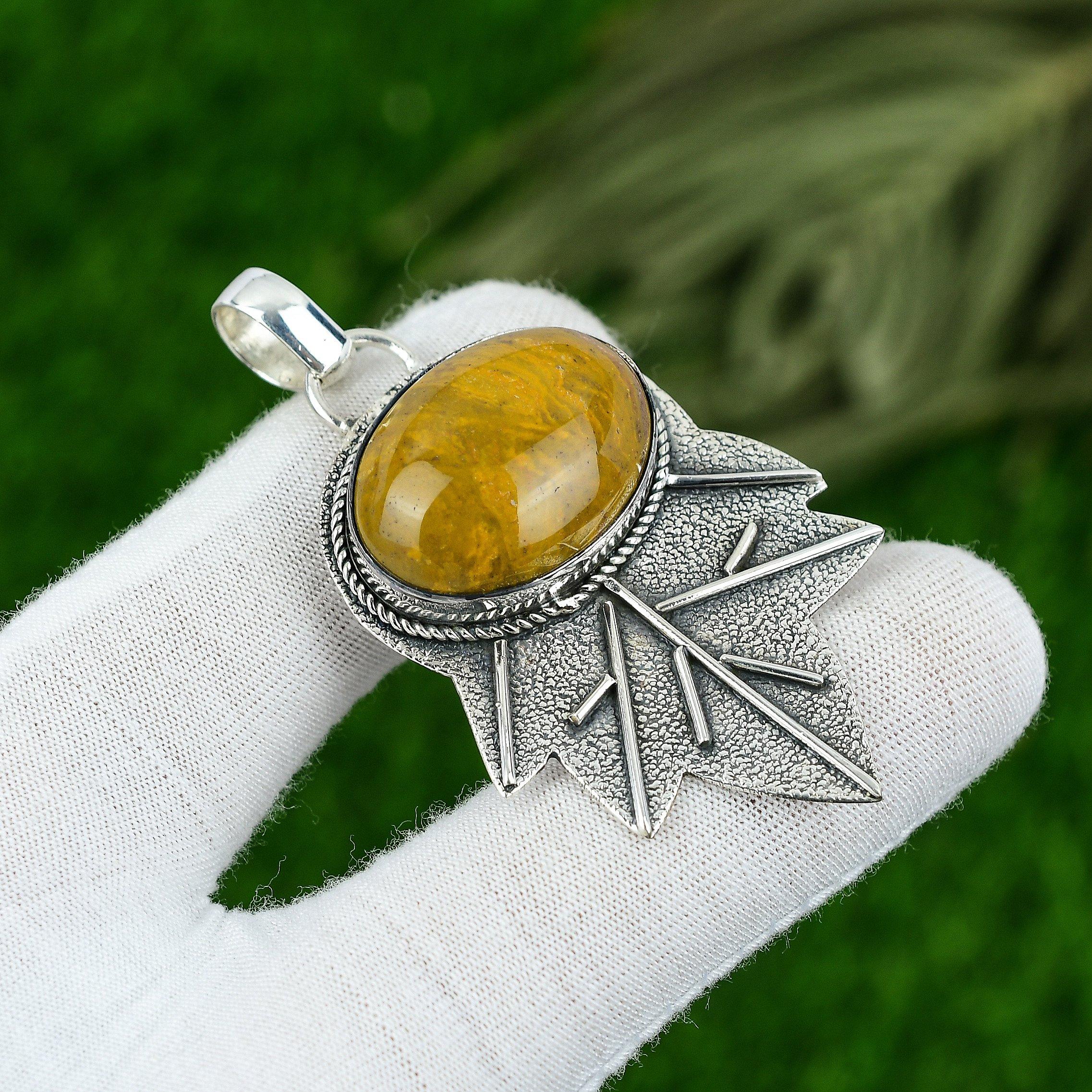 

Gift For Women Jewelry Pendant 925 Sterling Silver Natural Ocean Jasper Gemstone