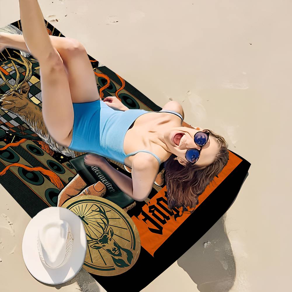 J-Jagermeister Anime Microfiber Printed Beach Towel Mountain Climbing Yoga Beach Swimming Running Absorbent Soft Towel