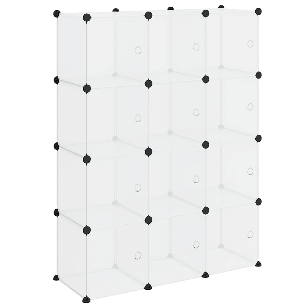 Vidaxl Cube Shelf with 12 Compartments and Doors, Transparent PP