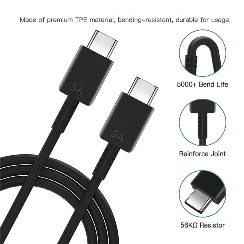 Cablu USB C cu încărcare super rapidă 5A 45W PD pentru Samsung S21 FE S22 S23 S24 Plus Note 20 Ultra A34 A53 A54 A55 cablu tip C la tip C