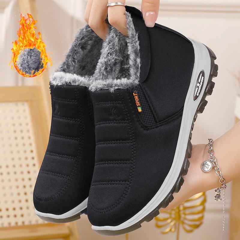 Cotton shoes warm shoes middle-aged and elderly cotton boots piled and thickened snow boots thick-soled comfortable short boots cold-proof