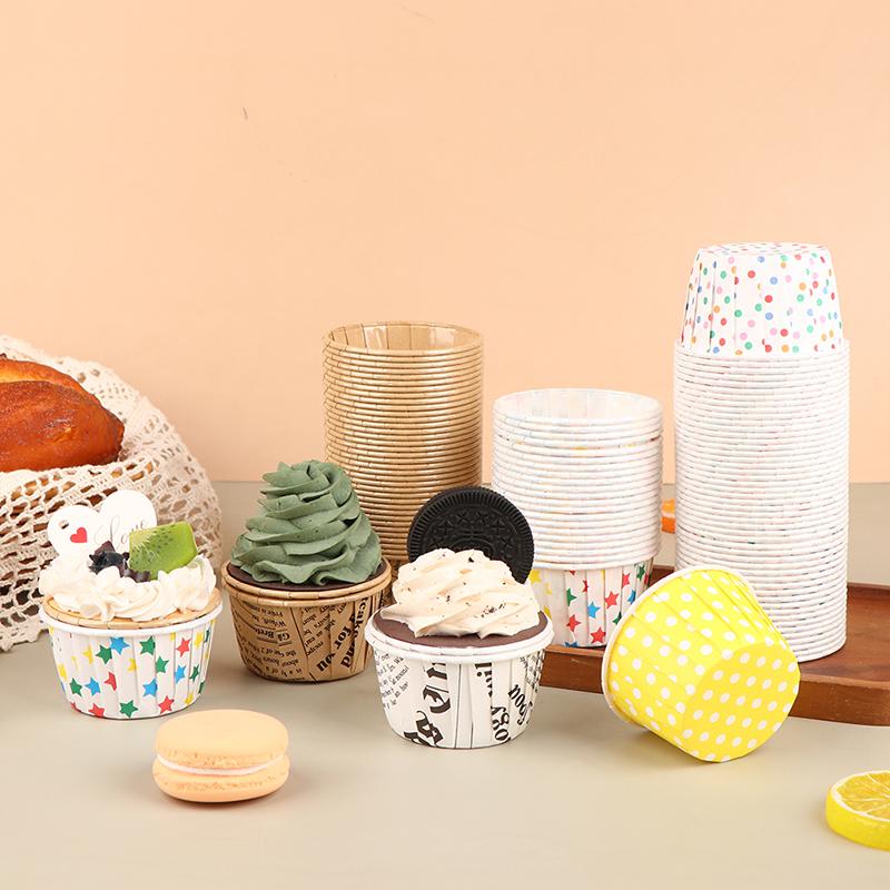 50 stuks Krullend Papieren Bekertje Flens Cake Papieren Bekertje Oliebestendig Cupcake Bakje Bakvorm Bakplaat Doos Bruiloft Feest Muffin Bekers
