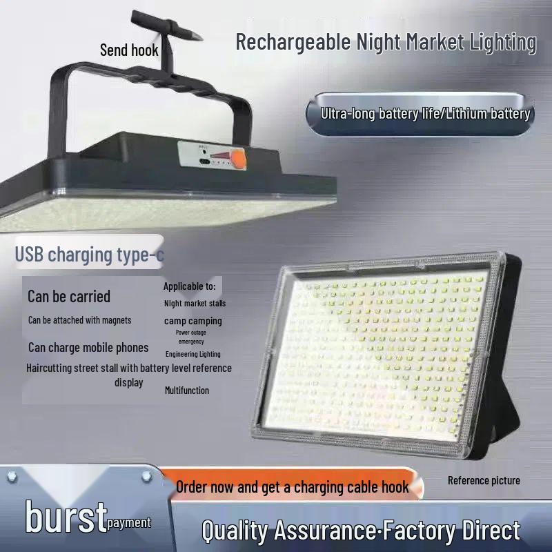 Super Bright Outdoor Stall & Barber Shop Lighting: Warm Light Charging Strip with Stand