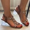 New Elastic Band Rhinestone Flower Sandals Women's Large Size Crystal High Heel Foot Cover Sexy Sandals