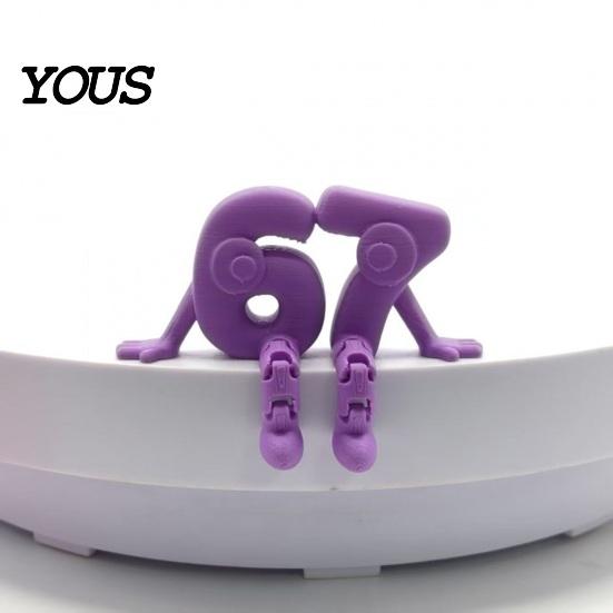 Anti-yellow Long Lasting Number Decor 3D Printed Movable Joint 6 & 7 Figurine Ornaments, Desktop Art Sculpture, High Precision Print Digit Statue,