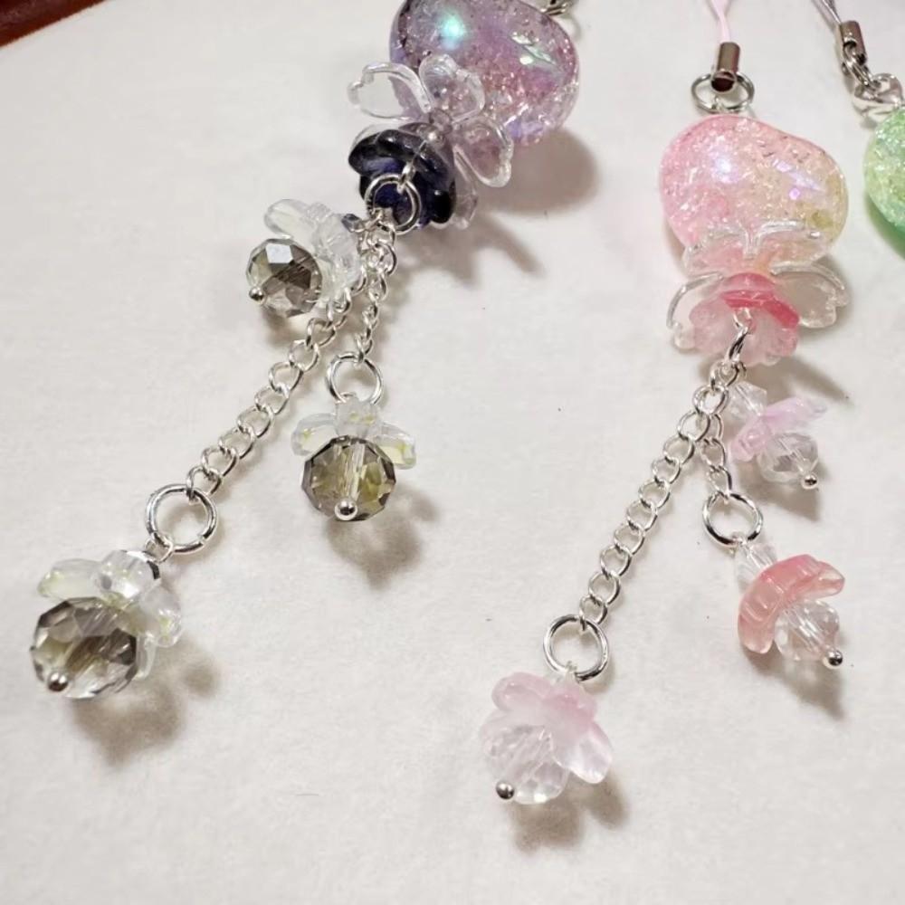 Chubby Heart-shaped Flower Guben Chain Keychain Floral Mobile Phone Pendant New Guben Pendant