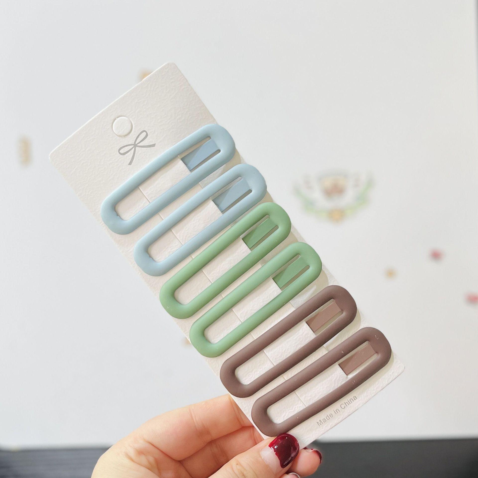 

Набор из 6 матовых овальных заколок для волос с градиентом цвета сахарного леденца - Универсальные заколки в корейском стиле для боковой челки или челки на лбу.