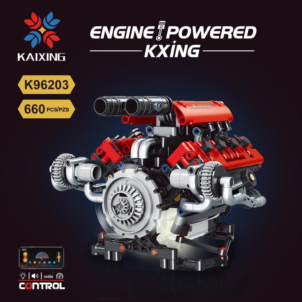 Ferrari V8 Engine Model Kit with App-Controlled Lights & Mechanisms