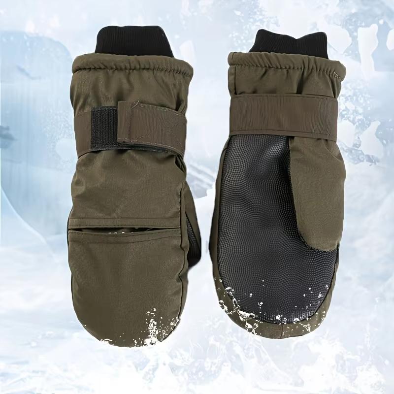 1 Pair Fleece Lined Winter Gloves With Extended Cuff Unisex Thermal Ski Mittens Thicked For Skiing Snowboard Mountaineering