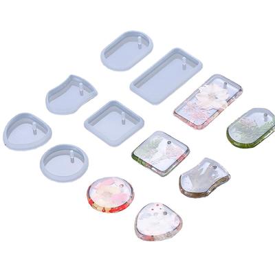 6 stuks DIY sleutelhanger hanger siliconen mal set kristal epoxyhars mal ronde rechthoek hangers sieraden maken gietvorm