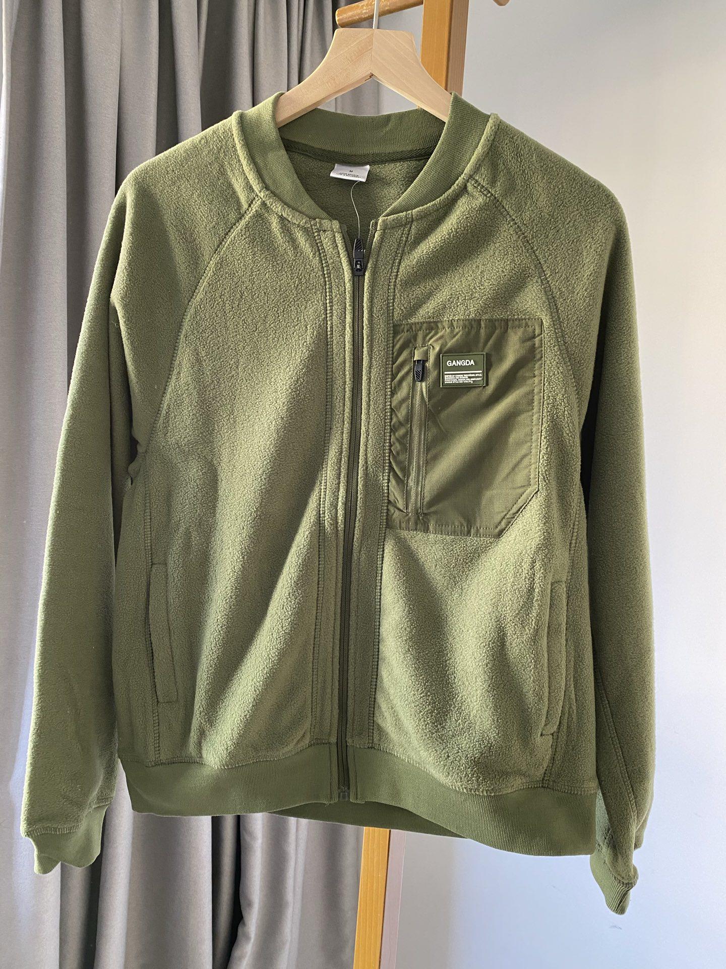 Men s Thick Warm Fleece Stand Collar Color Block Jacket - Fall/Winter Casual Baseball Style L