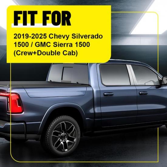 6PCS Chrome Pillar Posts PC For -2025 Chevy Silverado/GMC Sierra 1500 Window