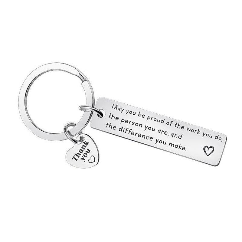 Stainless Steel Keychain Grateful Inspirational for Colleagues Teachers Holiday Gift Stainless Steel Keychain for Backpack Bag Pendant