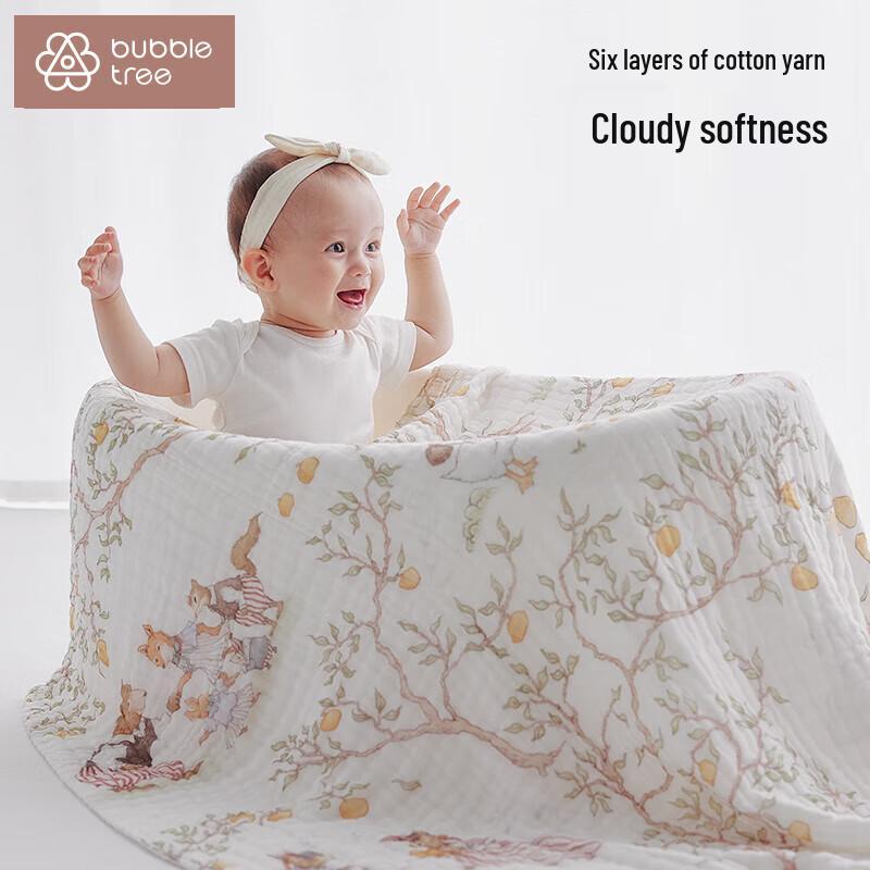 BUBBLE TREE Baby 6-Layer Cotton Gauze Bath Towel 120cm 6-Layer Gauze