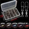 50pcs Swivel Snap Connector Pin Bearing Rolling 360 Rotate Ring Tackle Buckle Hook Lure Kit Wire Box Fishing Accessories