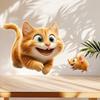 Playful Cartoon Cat and Mouse Wall Stickers Removable Decal for Living Room Home Decor Background Wall