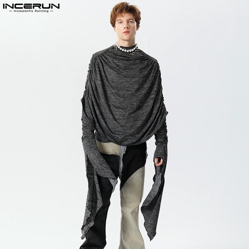 

INCERUN Мужские топы-накидки с длинными рукавами и оборками нестандартного дизайна