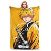 Flannel Throw Blanket Demon Slayer Kimetsu No Yaiba Japanese Agatsuma Zenitsu Anime Blankets Soft Bedspread for Bed Home Travel