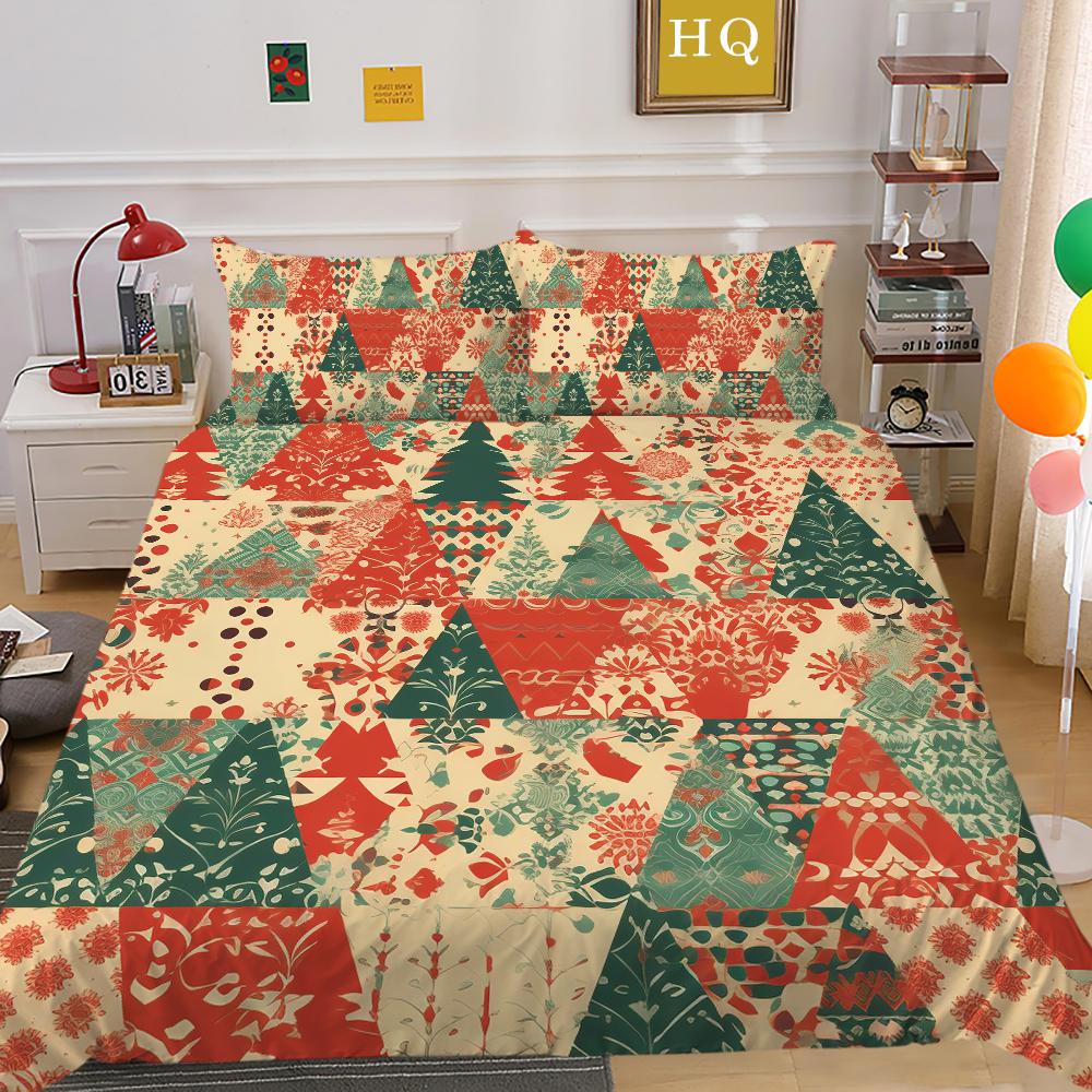 Microfiber Fabric Christmas Bedding Set Luxury HD Quilt Cover Pillowcase 2 or 3 AU/EU/DE/US Full Size Quick Drying Easy Cleaning Home Decoration