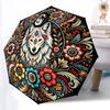 1pc Wolf Mandala Automatic Open/Close Umbrella - Portable Collapsible Umbrella with 8-Rib Stability, Fashion Lovers Yy251017104