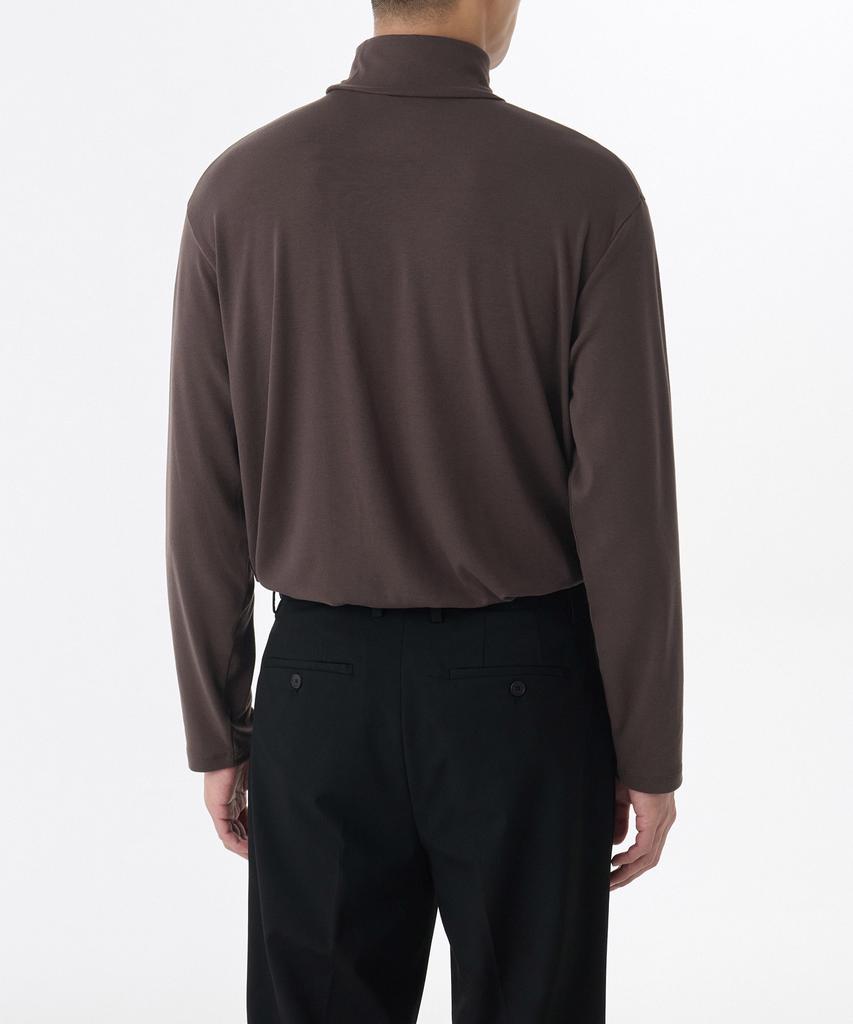 MUSINSA STANDARD Relaxed Turtleneck Long Sleeve Knit T-Shirt [Dark Brown]