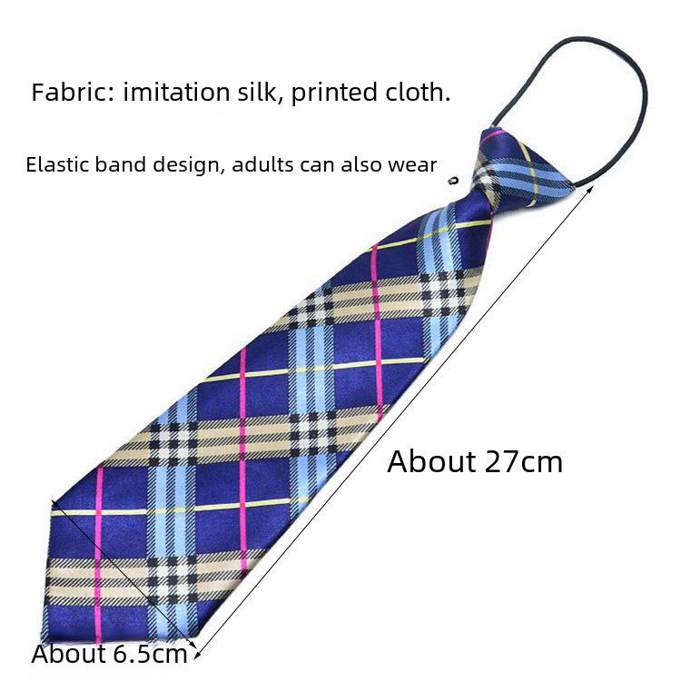 Dětská kostkovaná a pruhovaná ozdobná kravata s potiskem jablka