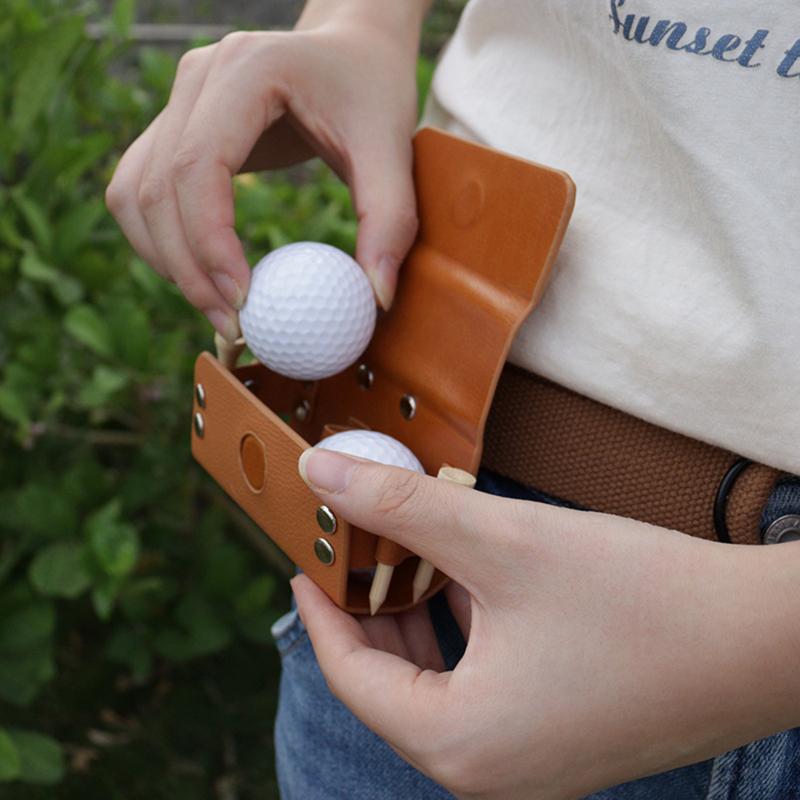 Outdoor Golf Ball Pouch Bags Outdoor Travel Golf Club Case Leather Portable Waist Pouch