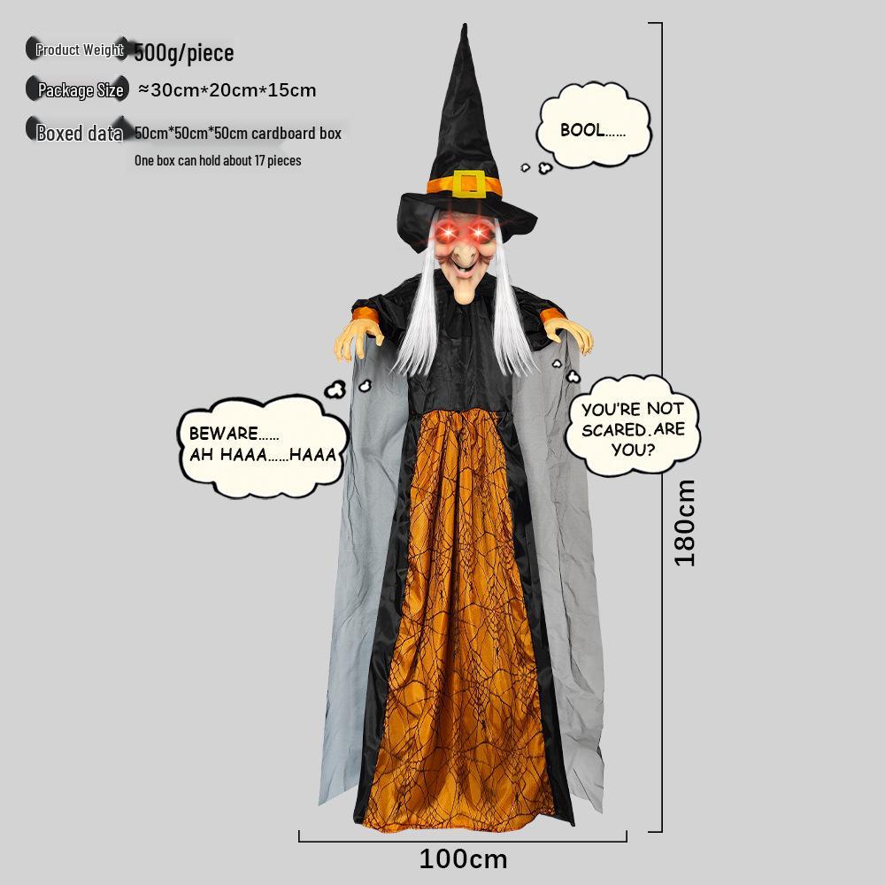 

Purple Sound-Activated Light-Up Screaming Witch Pendant for Halloween Haunted House Decor